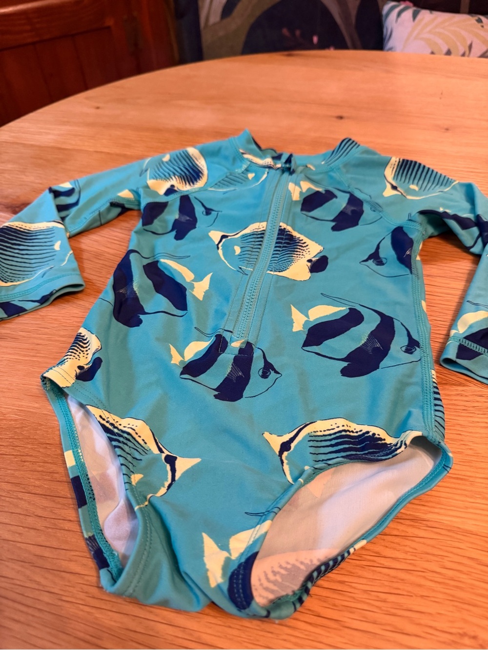 Tea Collection Blue Fish Zip-Front Long-Sleeve Rashguard - Picture 2 of 3